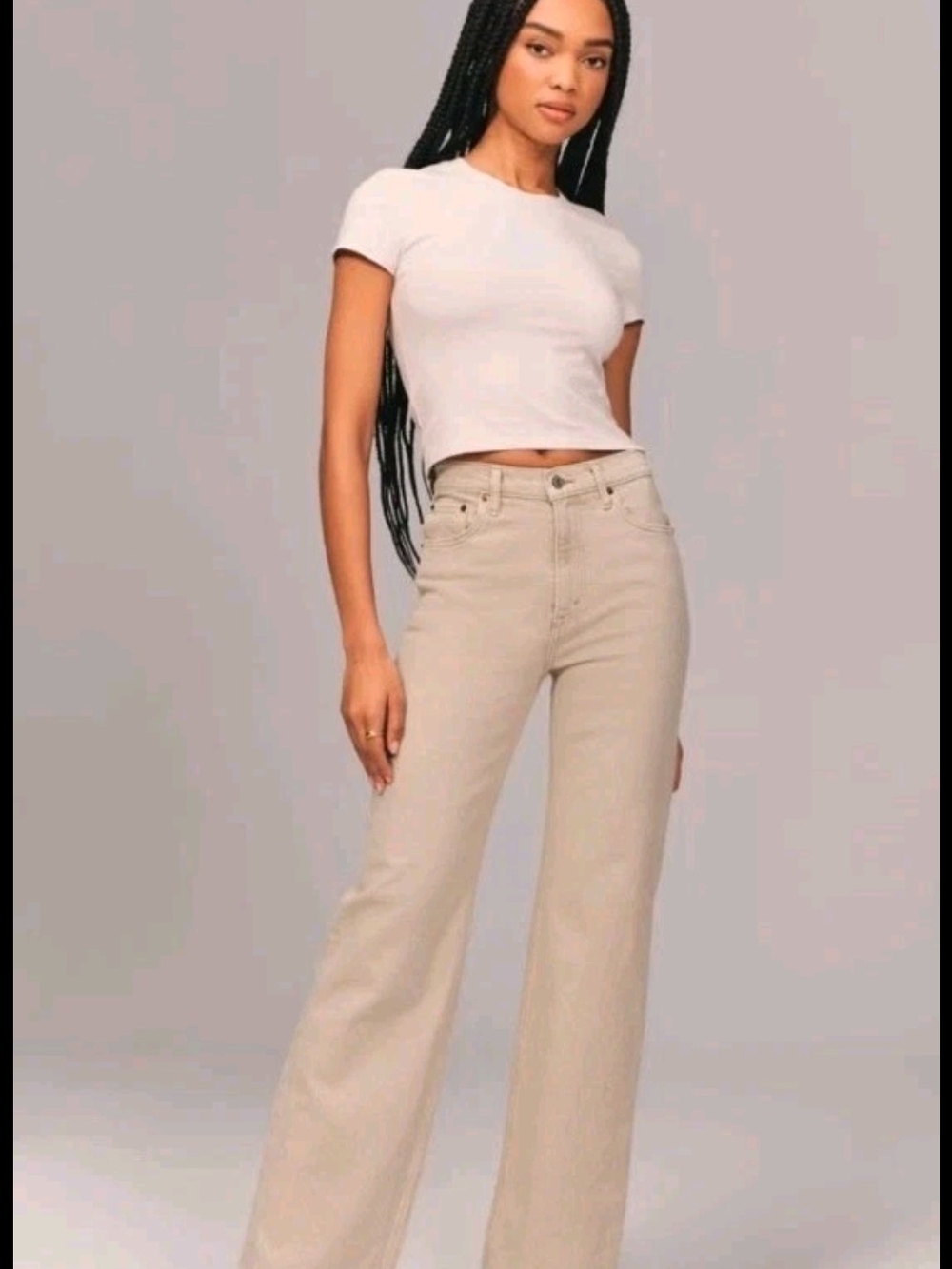 Abercrombie And Fitch The 90's Relaxed High-Rise Jeans in Beige